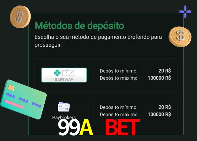 O cassino 99A Bet oferece uma grande variedade de métodos de pagamento